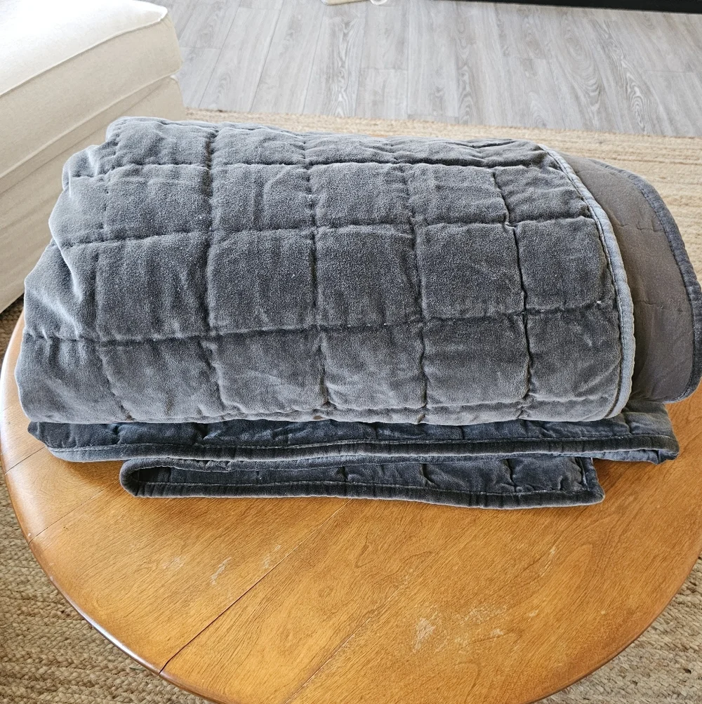 Quince Cotton Velvet Quilt In Greystone Full/Queen